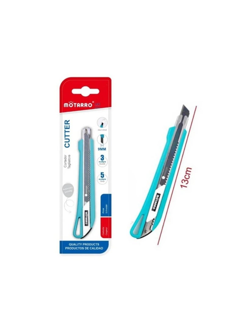 MOTARRO Utility Cutter Knife With Extra Blades – Retractable Box Cutter With Safety Lock MI016-6